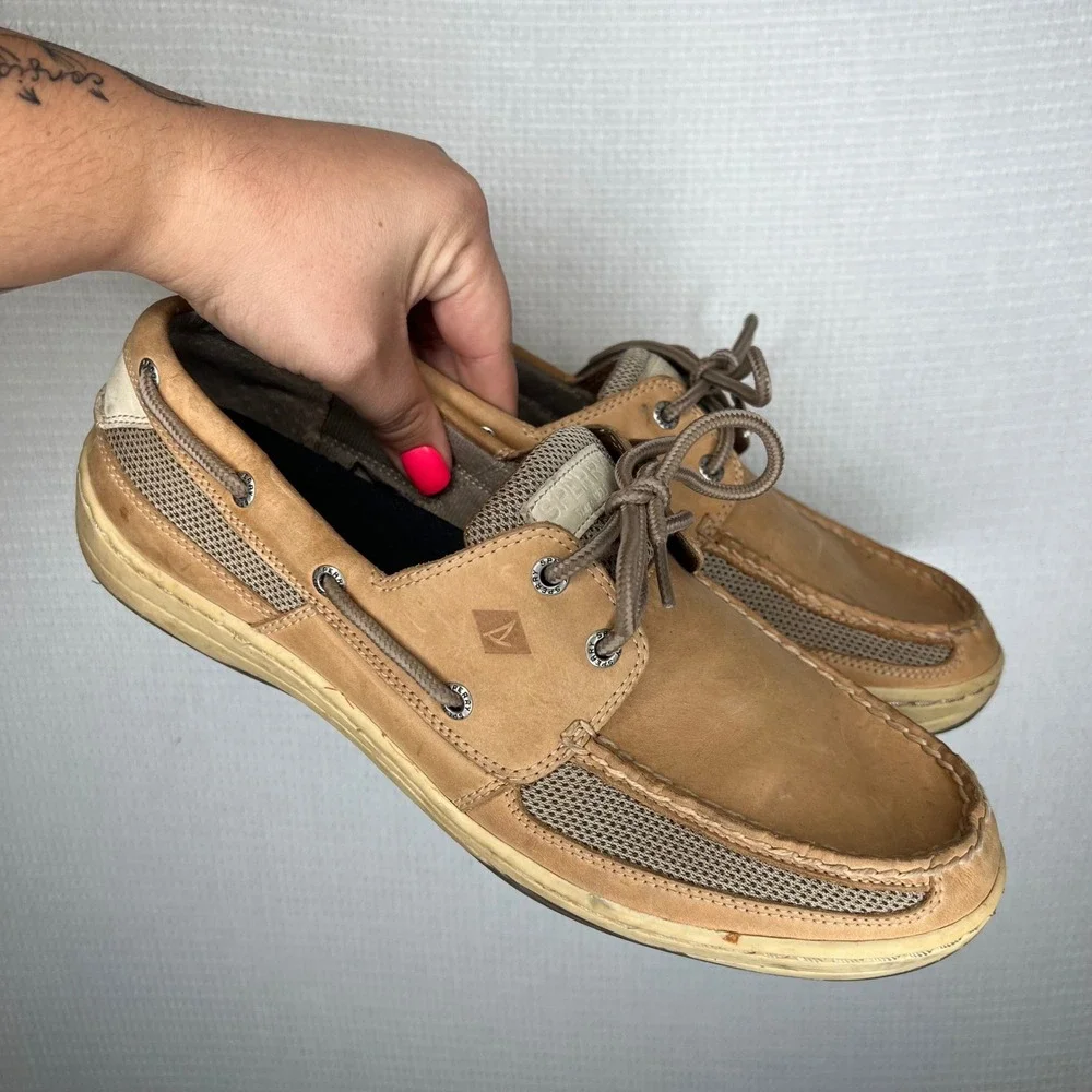 Sperry Top-Sider Billfish Tan Leather Mesh Boat Shoes Mens 11.5 M 0771246